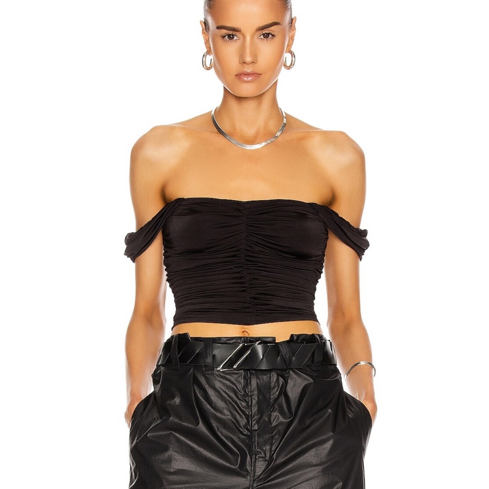 Black Ruched Bikini Top